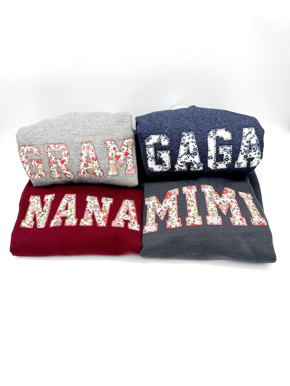 Personalized Embroidered Nana Sweatshirt: Custom Floral Appliqué Grandma Gift S-3XL