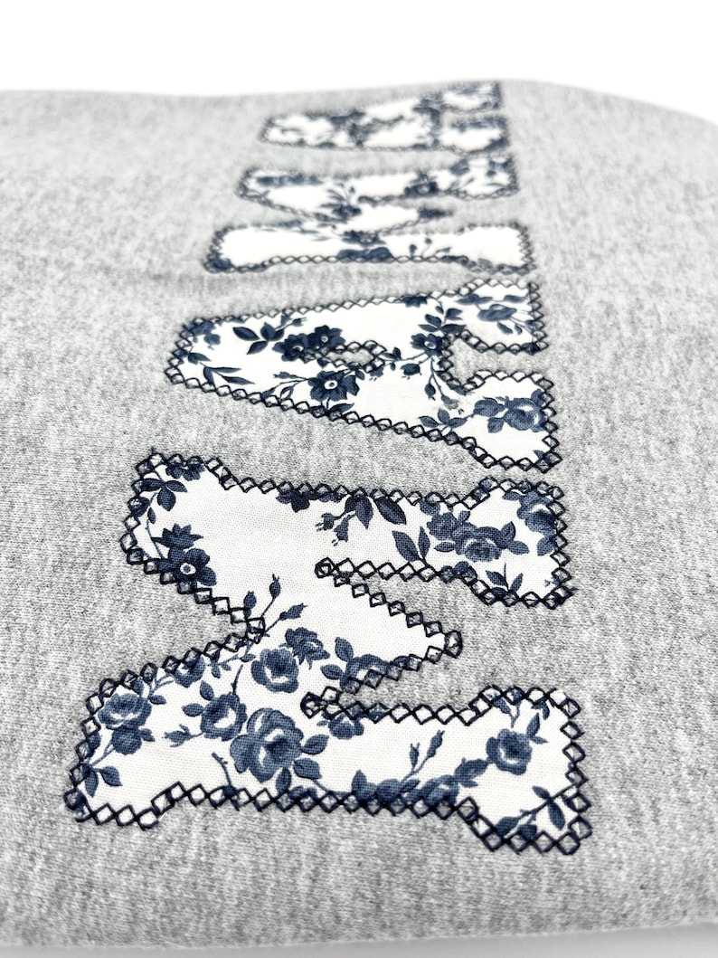 Mama Sweatshirt Gift Fall Apparel Blue Floral Mama Shirt Baby Shower Gift Winter Maternity Outfit image 3