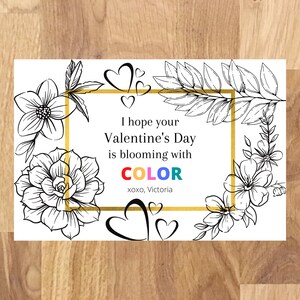 Kid's Valentine Cards/Flower Valentine Card/Color Your Own Printable/Classroom Valentine/Last Minute Valentine/INSTANT DOWNLOAD with Corjl