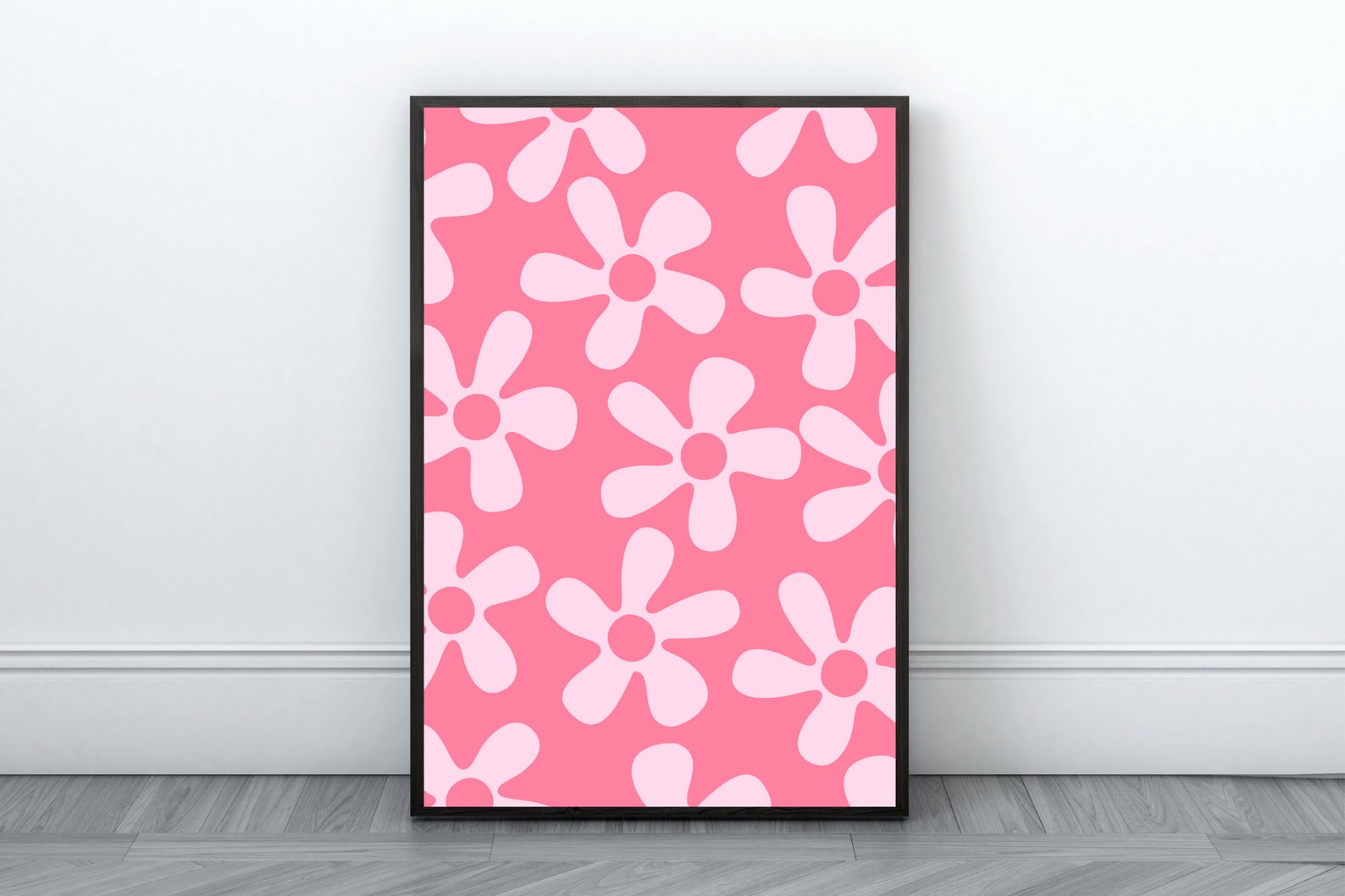 Pink Flowers Wall Art Pink Wall Decor Preppy Wall Decor Etsy