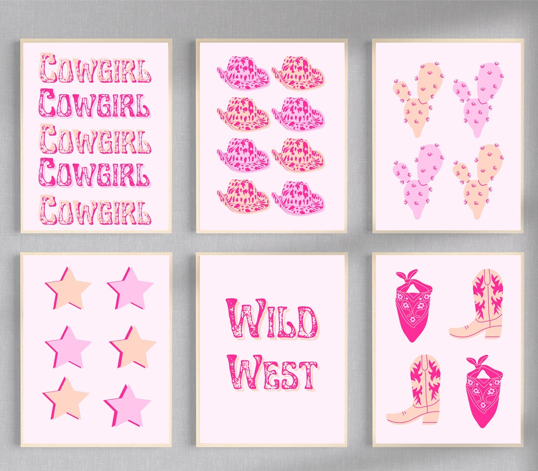 Pink Preppy Western Aesthetic Wall Art Bundle, Photo Wall Prints, Digital Download Etsy