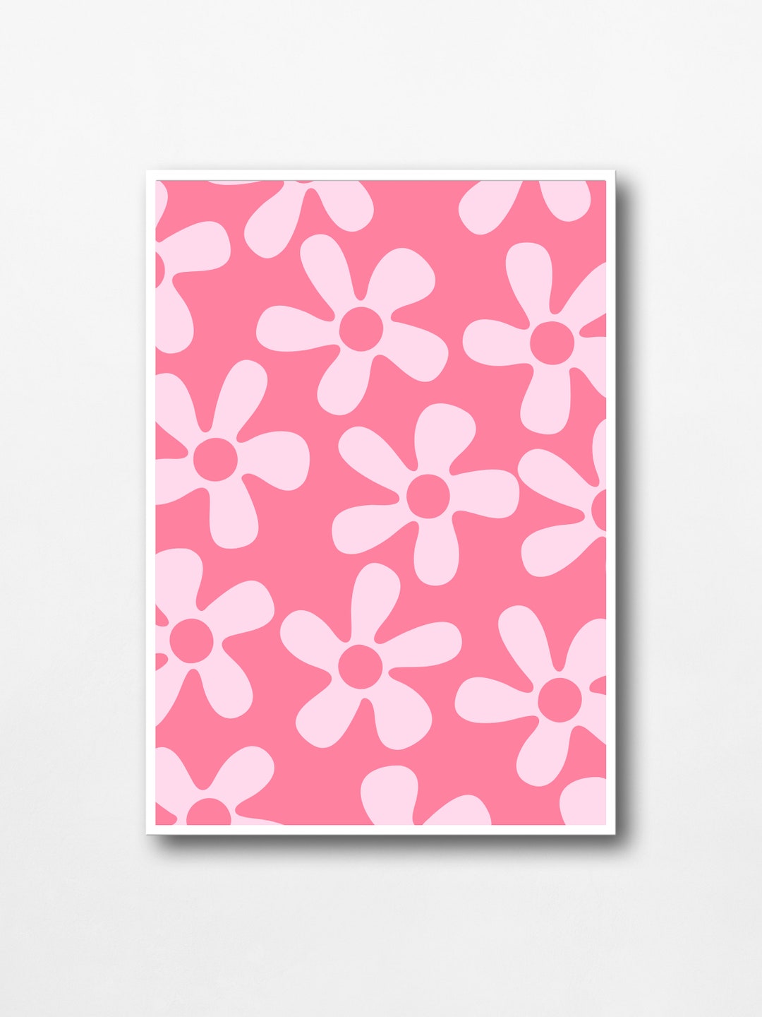 Pink Flowers Wall Art, Pink Wall Decor, Preppy Wall Decor, Pink Room