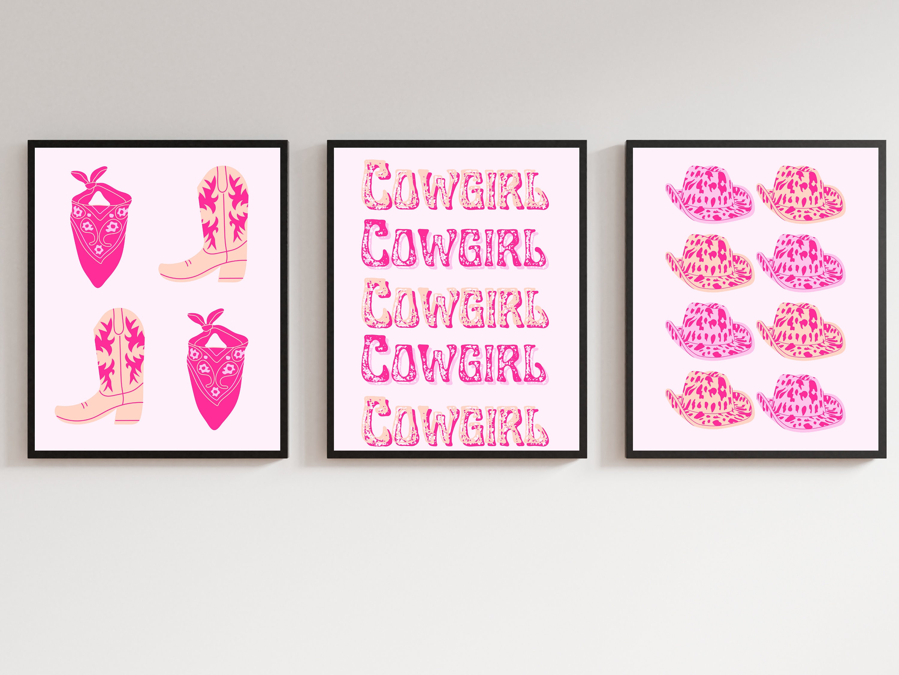 Pink Preppy Western Aesthetic Wall Art Bundle, Photo Wall Prints, Digital Download Etsy