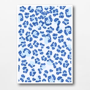 Blue Preppy Wall Art, cheetah print room decor, preppy room decor, printable wall art