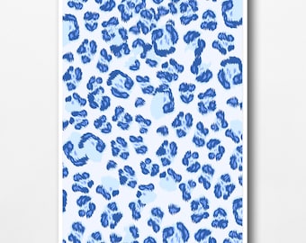 Blue Cheetah Print Wall Art: Preppy Room Decor (Digital Download)