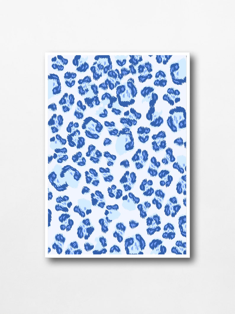 Blue Preppy Wall Art Cheetah Print Room Decor Preppy Room Etsy