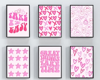 Pink Preppy Wall Art Collage: Trendy Room Decor (Digital Download)
