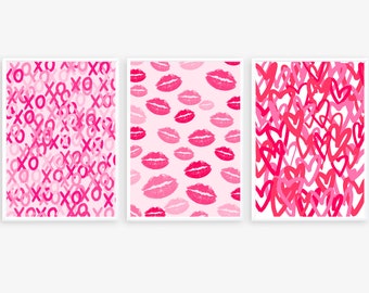 Rosa Wand Kunst Collage: Preppy Wohnheim Dekor (Digitaler Download)