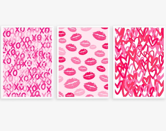 Pink Wall Art Collage Pink Photo Wall Preppy Pink Wall Art Etsy