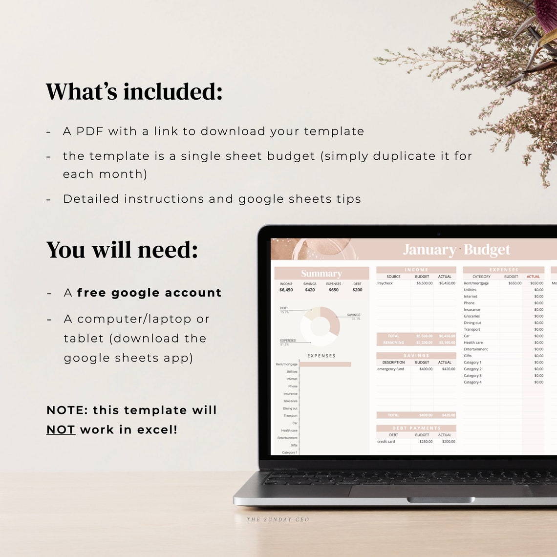 Monthly Budget Spreadsheet GOOGLE SHEETS Financial Planner Template ...