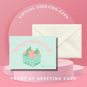 Cartão virtual estético com tema de primavera para download digital