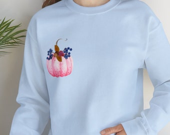 Unisex Heavy Blend™ sweatshirt met ronde hals, pompoensweatshirt, herfstsweatshirt, aquarel pompoenshirt