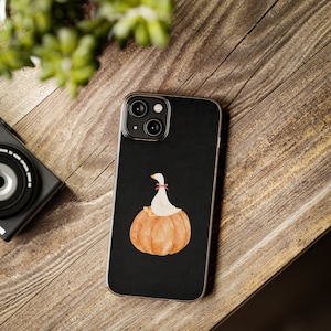Clear Silicone Phone Case, Clear Silicone Duck Pumpkin iPhone case, Clear Silicone Fall iPhone case