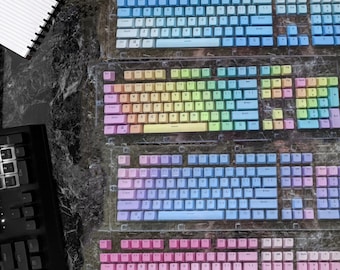 104pcs Build Your Own Keycaps PBT Dip-Dye Keycaps Set ANSI Layout  Mechanical Keycaps Artisan Custom Keycaps Keyboard Decor Puller Included