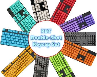 104pcs PBT Double-Shot Keycap Set Plain Colour ANSI Layout Mechanical Keyboard Artisan Custom Keycaps Puller Included