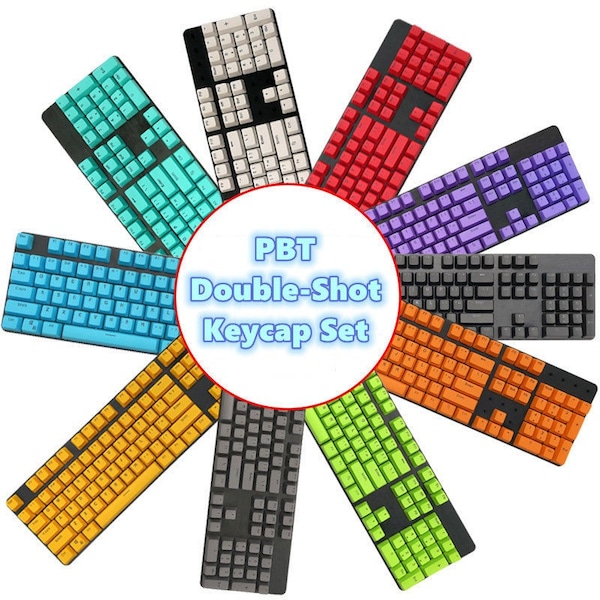 104pcs PBT Double-Shot Keycap Set Plain Colour ANSI Layout Mechanical Keyboard Artisan Custom Keycaps Puller Included