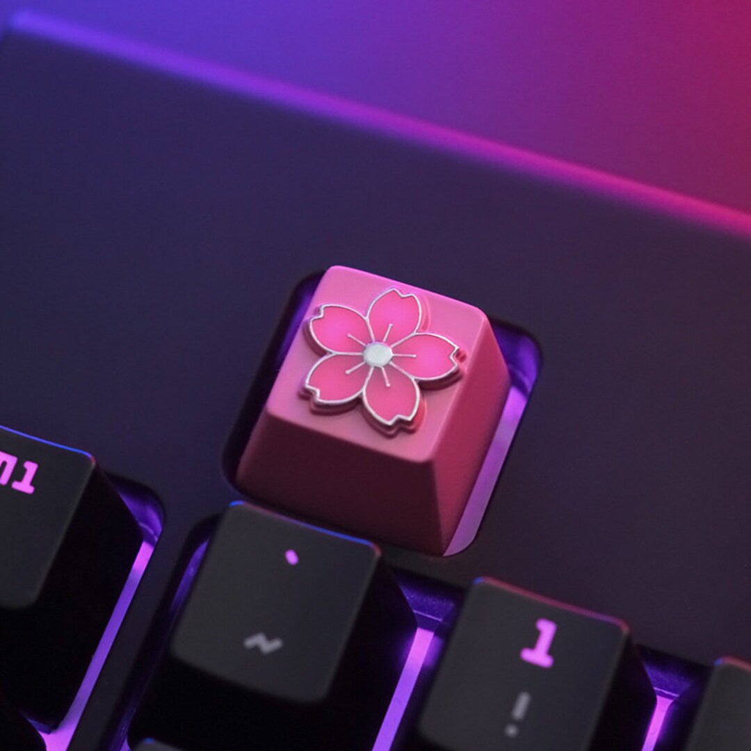 Luxurious Cherry Blossoms Keycap Anime Sakura Metal Keycap for Mechanical Artisan Custom Keycaps