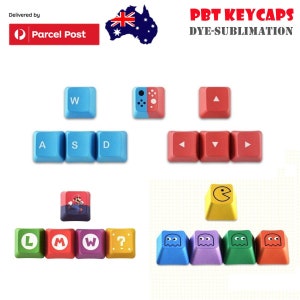 Mario/Pac-Man Set PBT Dye-Sublimation Mechanical Keycaps Artisan Custom Keycaps Gifts Keyboard Decor Puller Included