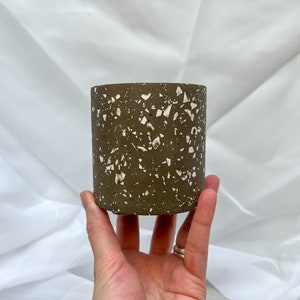 Terrazzo pen pot | Jesmonite pencil holder | Pencil pot | kids pencil holder | Pen Pot |  | Gifts | Eco friendly | desk decor | cocoa color.