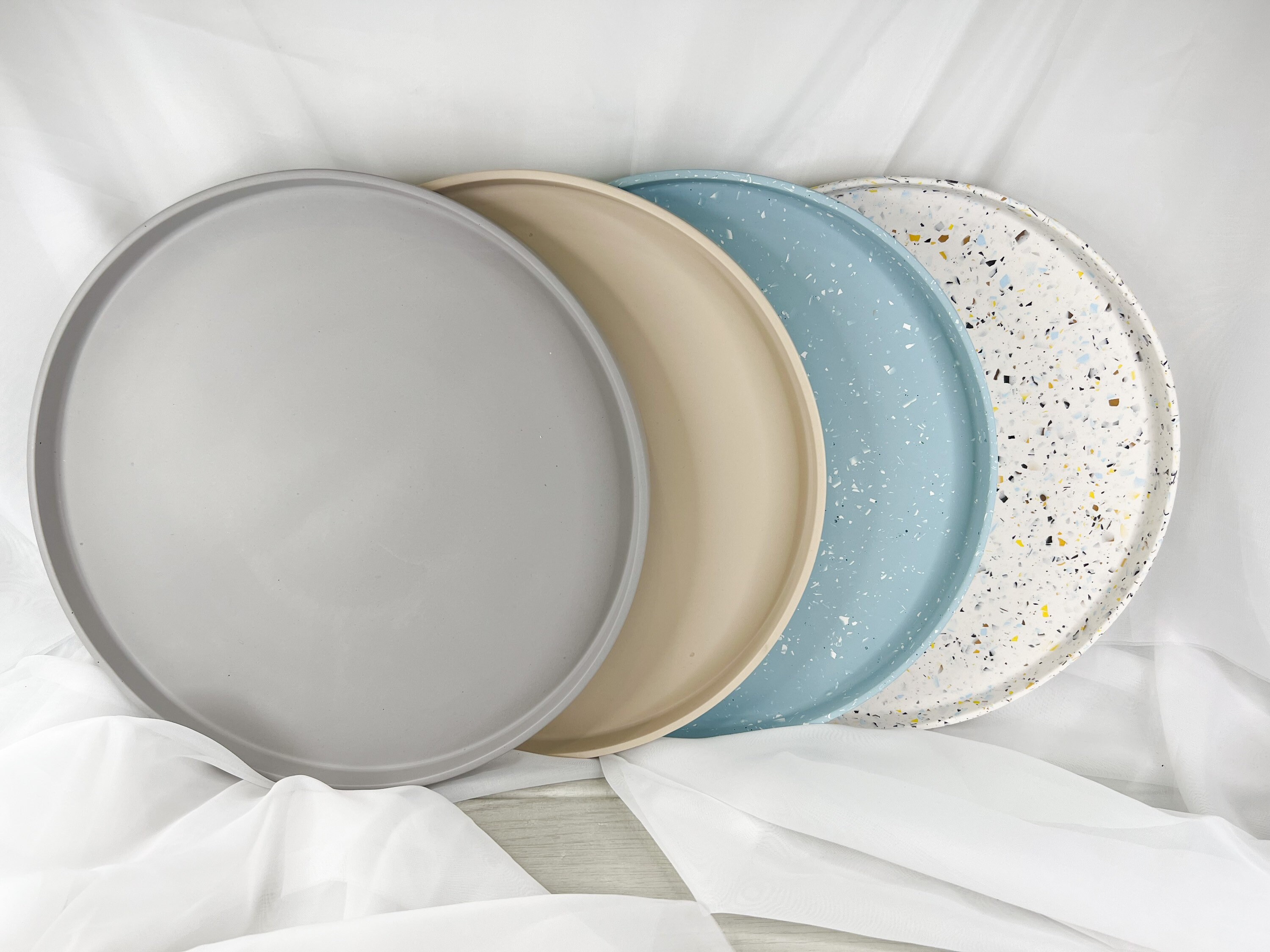 Round Grey Tray / Monochrome Large Tray / Home Decoration Tray Etsy