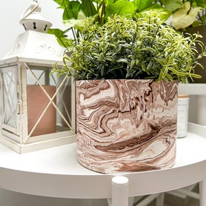 Flower Pot Marble Style | Housewarming Gift|Marble Indoor Pot | Large Indoor Plant Pot | Brown Pots | Gift For Her | Large Plant Pot.