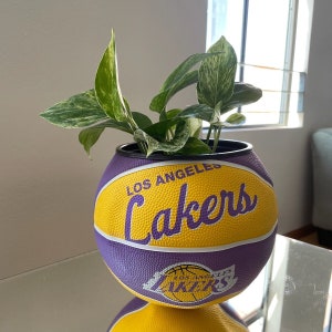 Mini Purple and Gold Lakers Basketball Planter | Lakers Fan Decor | Kobe Gift | Basketball Gift | Home Decor | Magic Johnson | Shaq