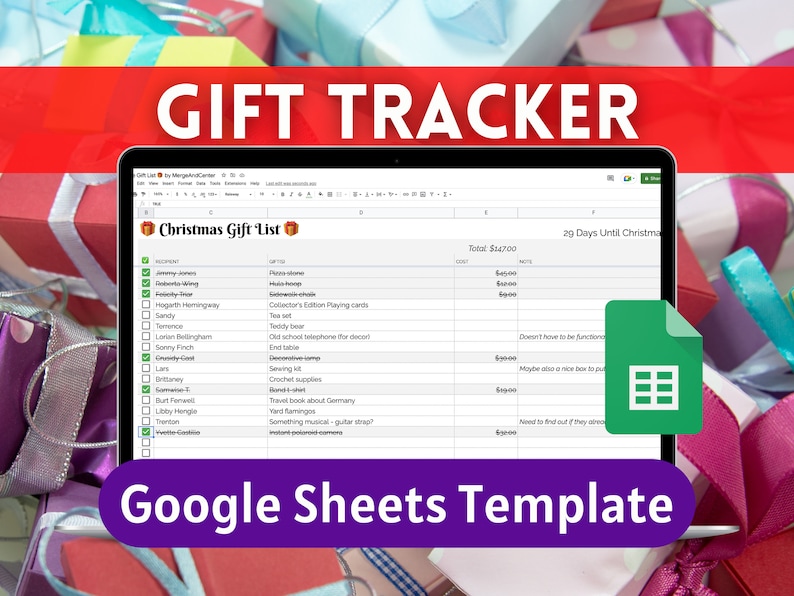 Gift Tracker | Google Sheets Template - Etsy