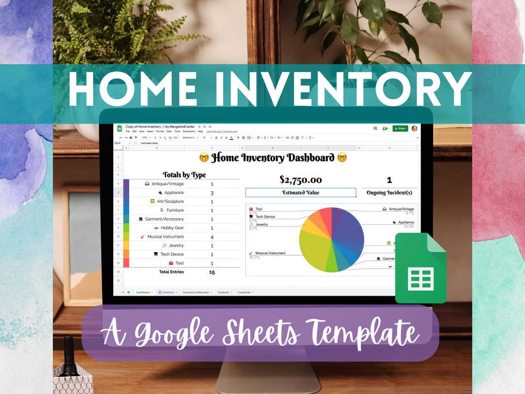 Home Inventory Google Sheets Template Etsy
