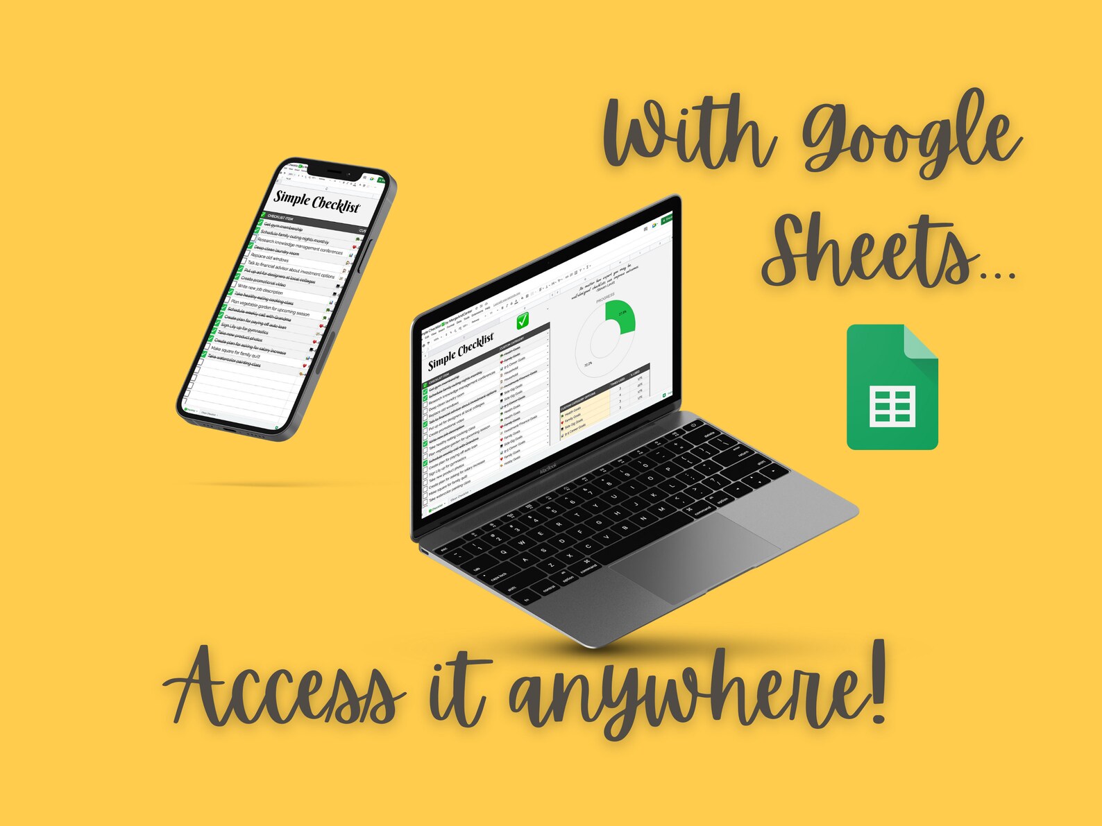 Simple Checklist | Google Sheets Template - Etsy