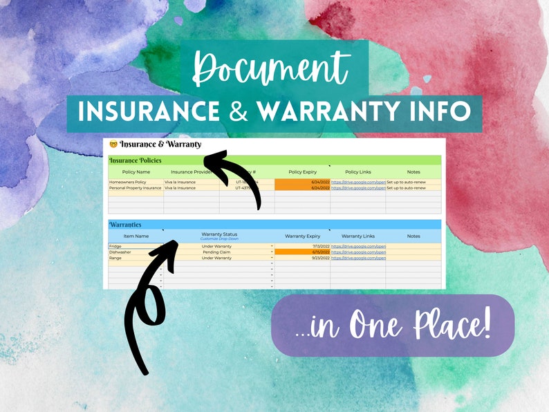 Home Inventory Google Sheets Template Etsy