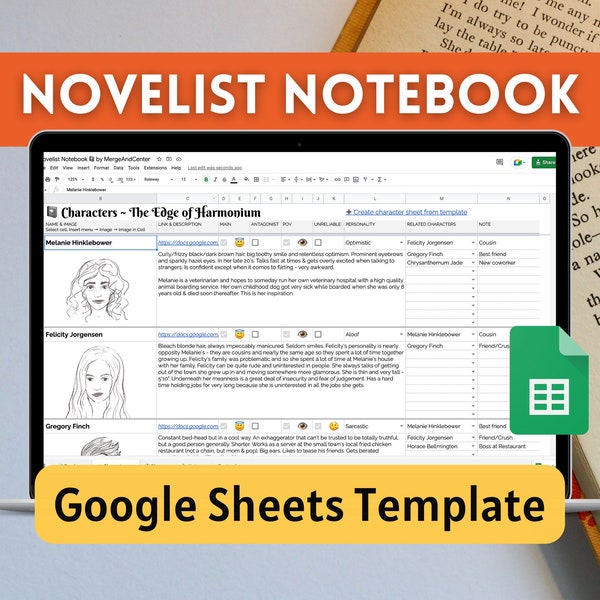 Novelist Notebook | Google Sheets Template