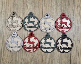 Christmas ornament 8 pack / reindeer / laser engraved