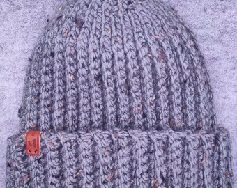 CROCHET HAT Gray Speckled - size L/XL (58 - 61 cm)