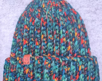 CROCHET HAT Green Multi - size XS/S (52 - 55 cm)