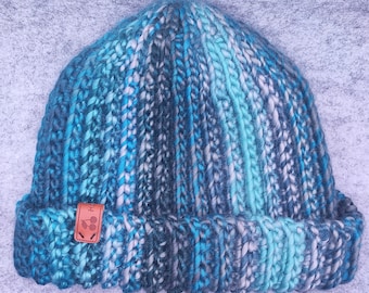 CROCHET HAT Blue Stripes - size. S/meter (54 - 57 cm)