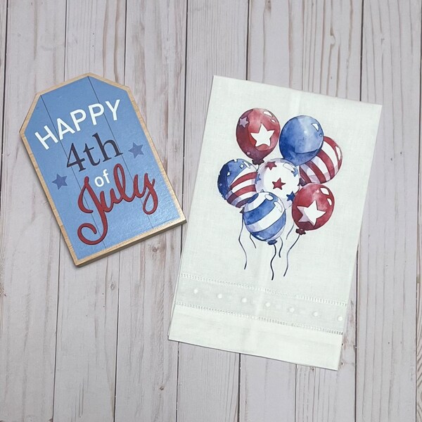 Patriotic Decorative Tea Towel, 4th of July towel, balloons towel, Stars and Stripes