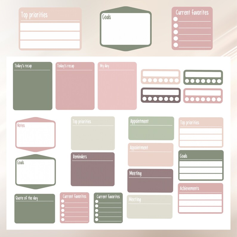Daily Routine Pink Widget 80+ Green Pink Pastel Widget Digital Stickers, Daily Trackers ...