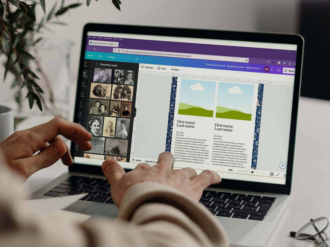 Family History Book Template Canva William Morris Customizable Family