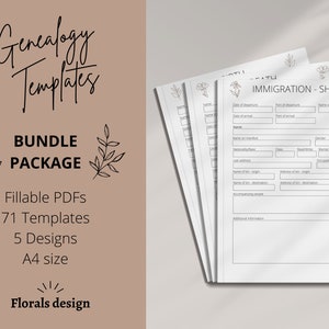 Genealogy Templates Digital Printable | Genealogy Research Fillable Forms PDFs | Family History Worksheet Bundle, 355 Pages | A4 Size