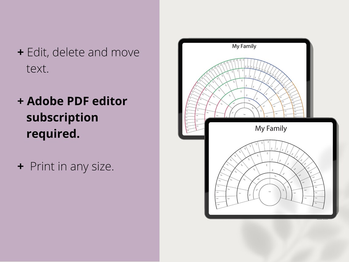 Editable Fan Chart Templates PDF Bundle Fan Charts 6 Generations & 7