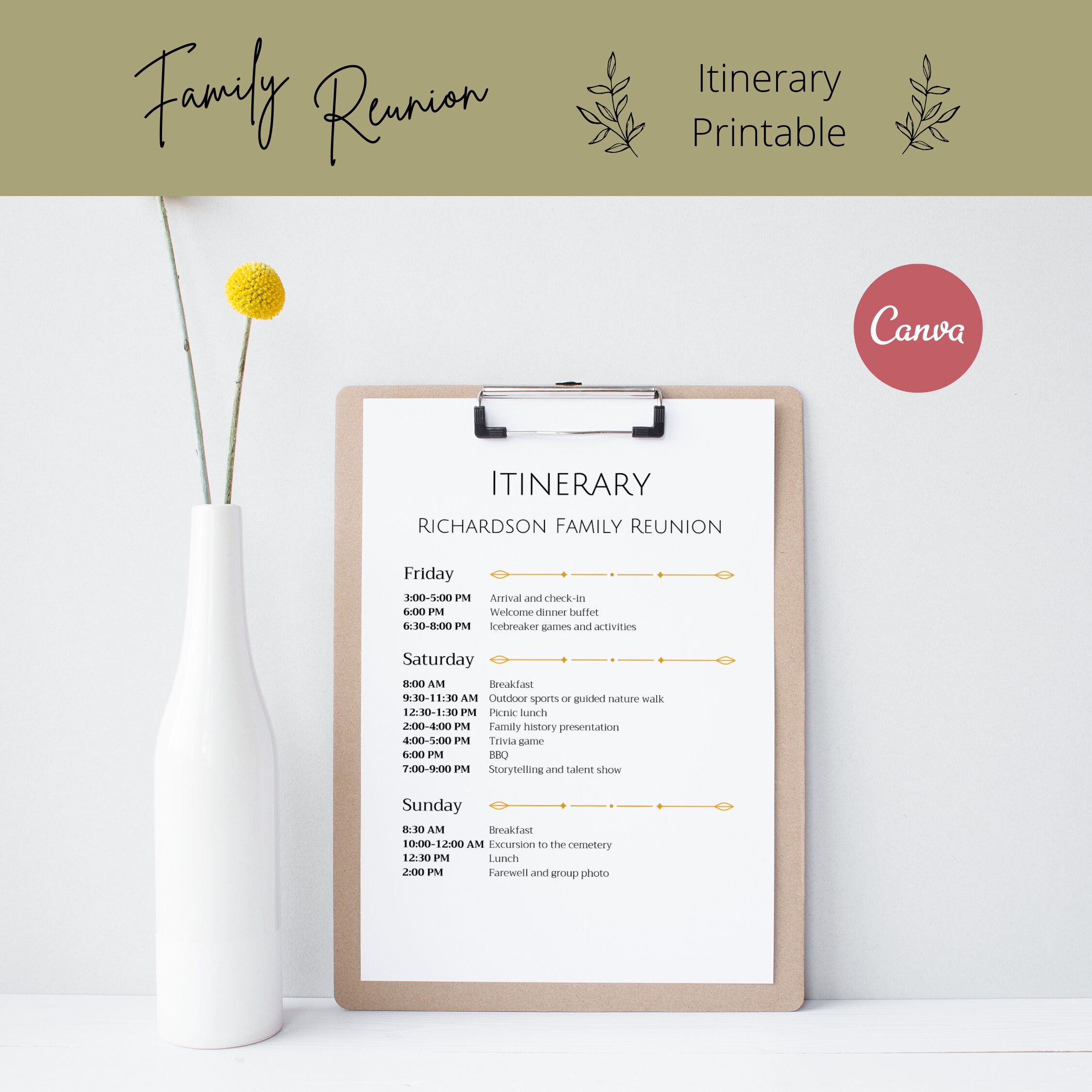 Family Reunion Itinerary Template Minimalist Gold Event Itinerary family-reunion-itinerary-template-minimalist-gold-event-itinerary