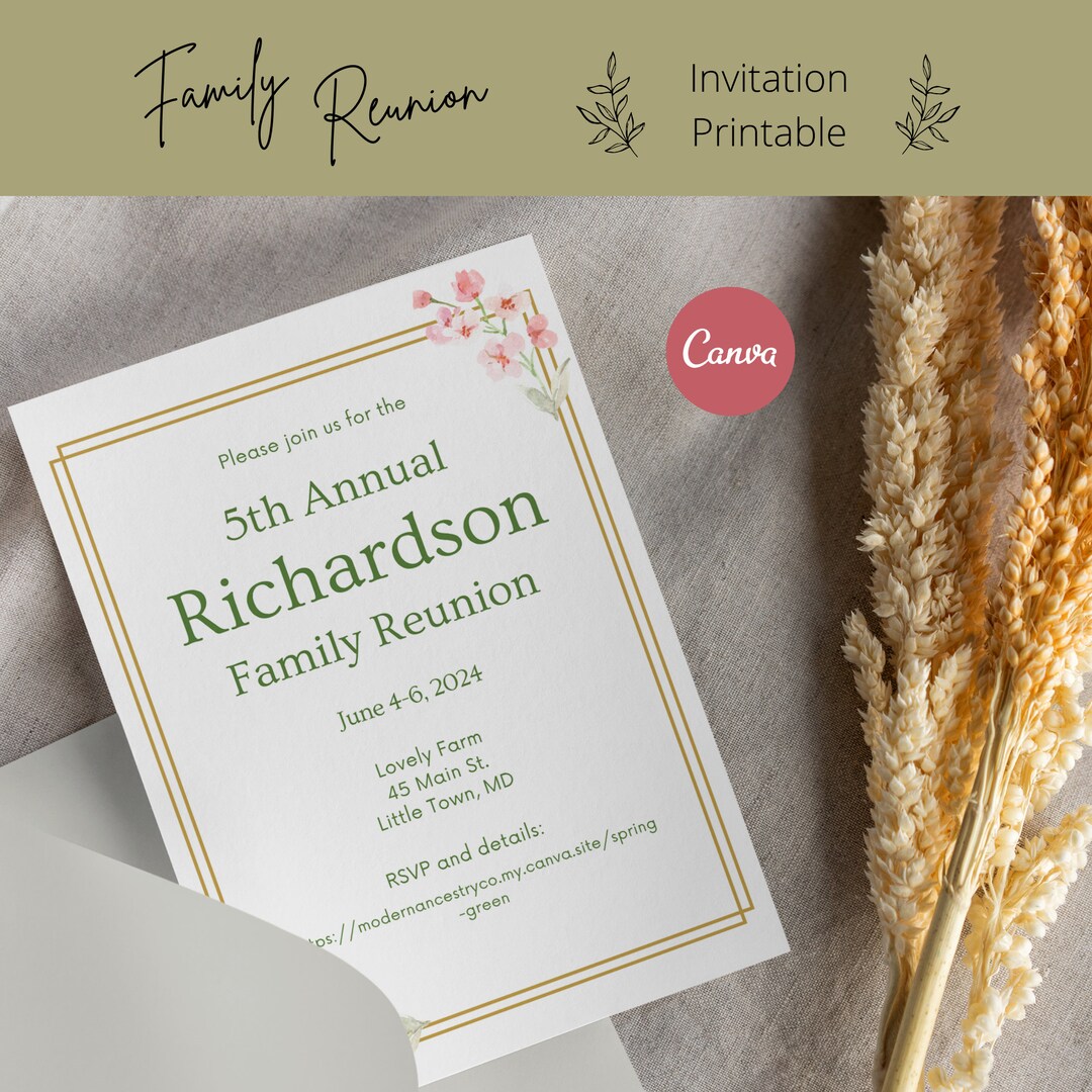 Family Reunion Invitation Template, Spring Event Invitation Template ...