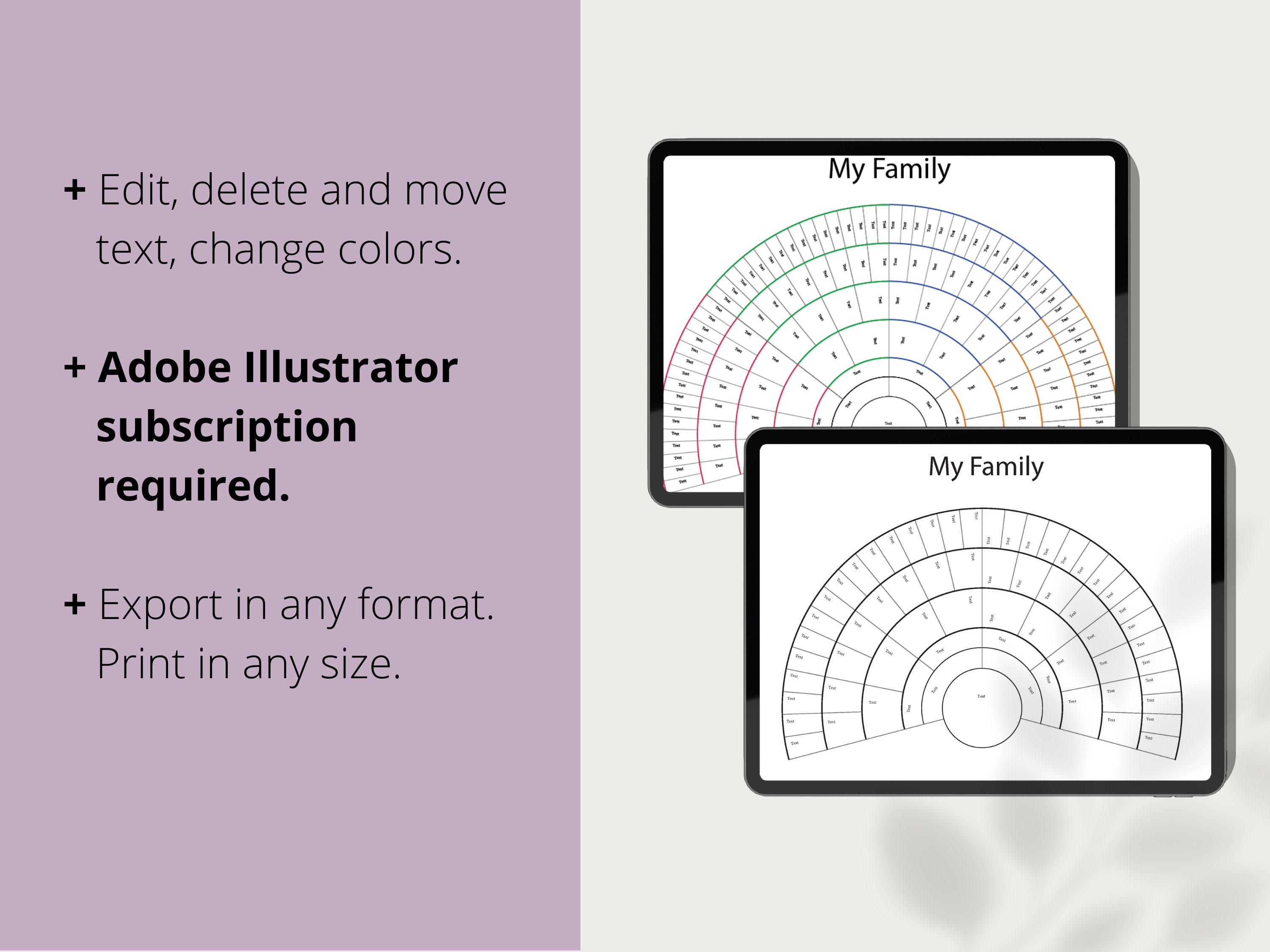 Genealogy Fan Chart Editable Family Tree Templates - Illustrator | 6 ...