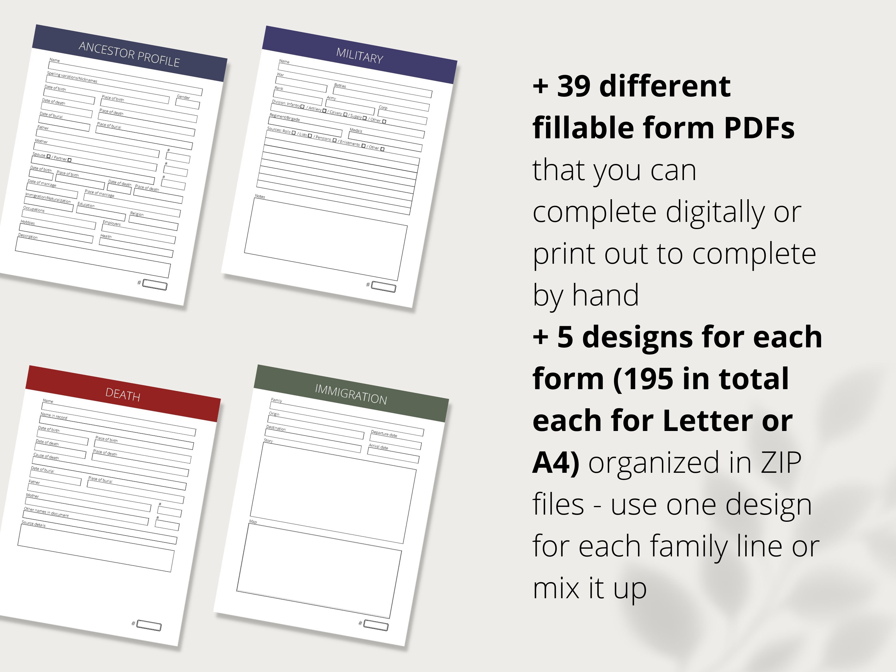 Ancestor Research Genealogy Templates Digital Printable Genealogy ...