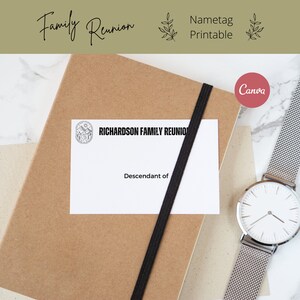 Family Reunion Name Tag Template, Rustic | Event Name Tag Template for Canva | Printable Name Tags | 3x4in, 2.25x3.5in, 105x74mm, 86x55mm