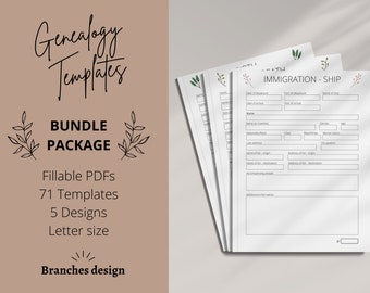 Plantillas de genealogía Imprimibles digitales / Formularios rellenables de investigación genealógica PDF / Paquete de hojas de trabajo de historia familiar, 355 páginas / Tamaño carta