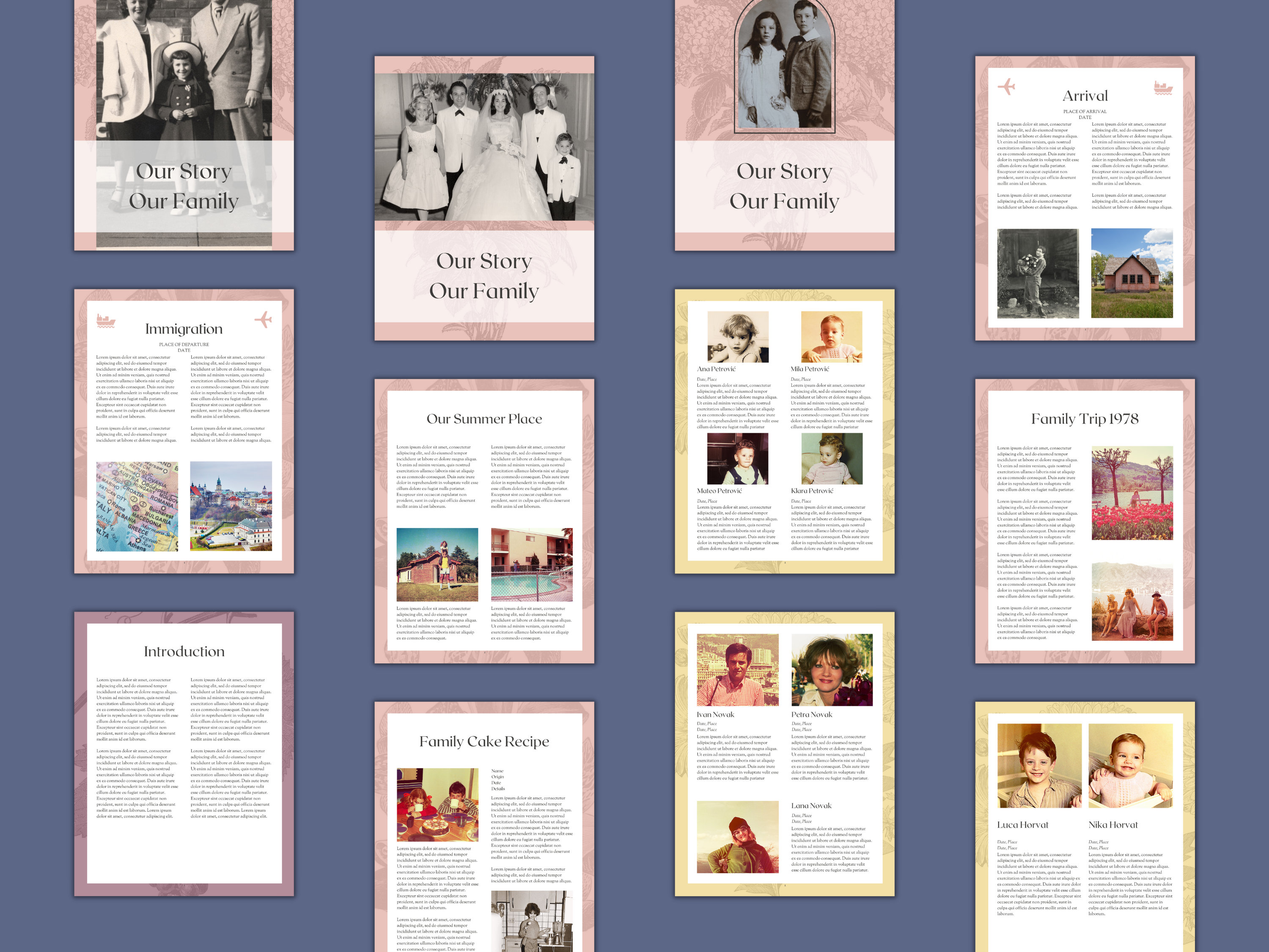 Family History Book Template Canva - Pastel | Customizable Family Album ...