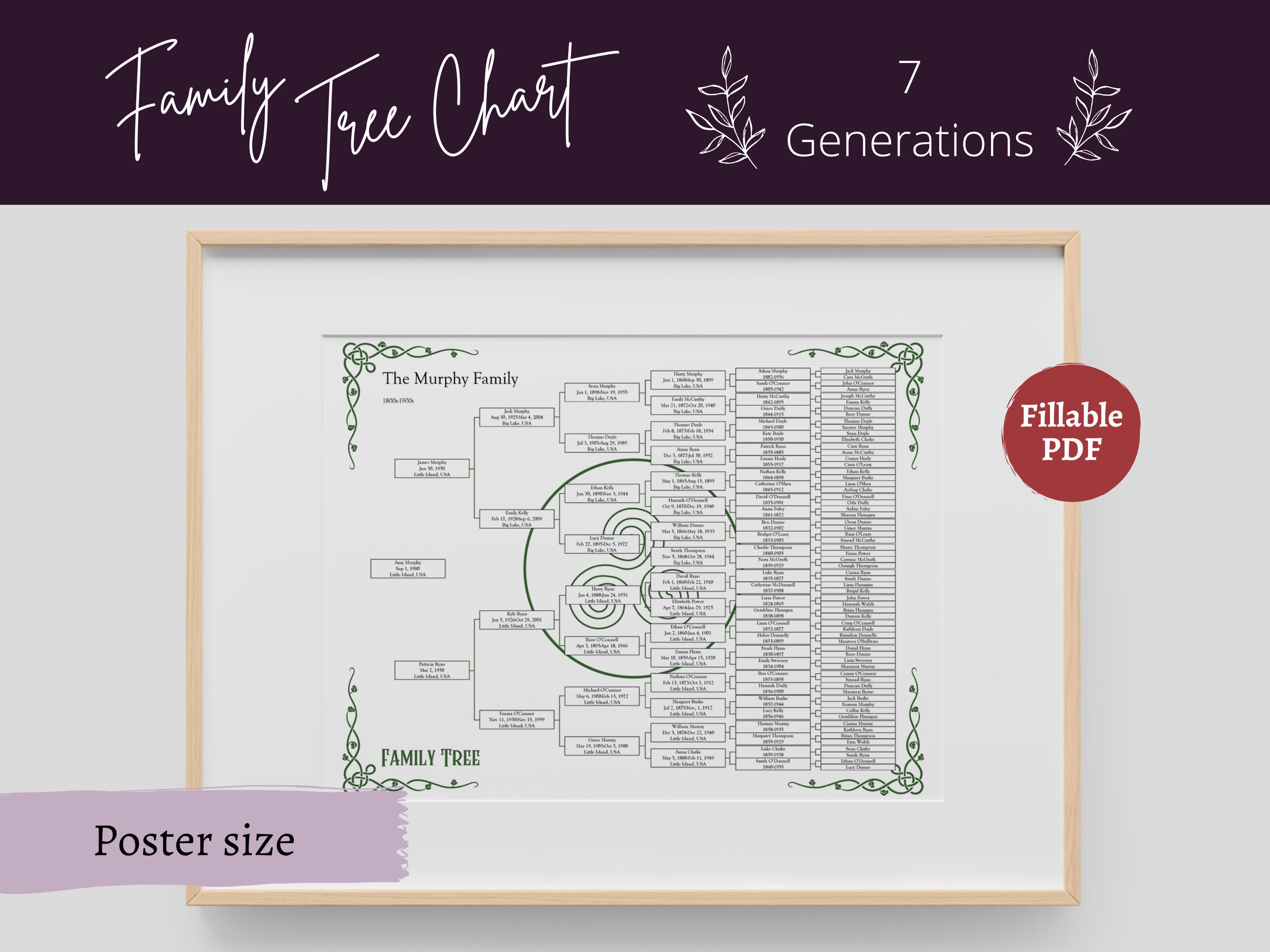 Family Tree Template Printable Fillable PDF Family Tree Chart - 7 ...