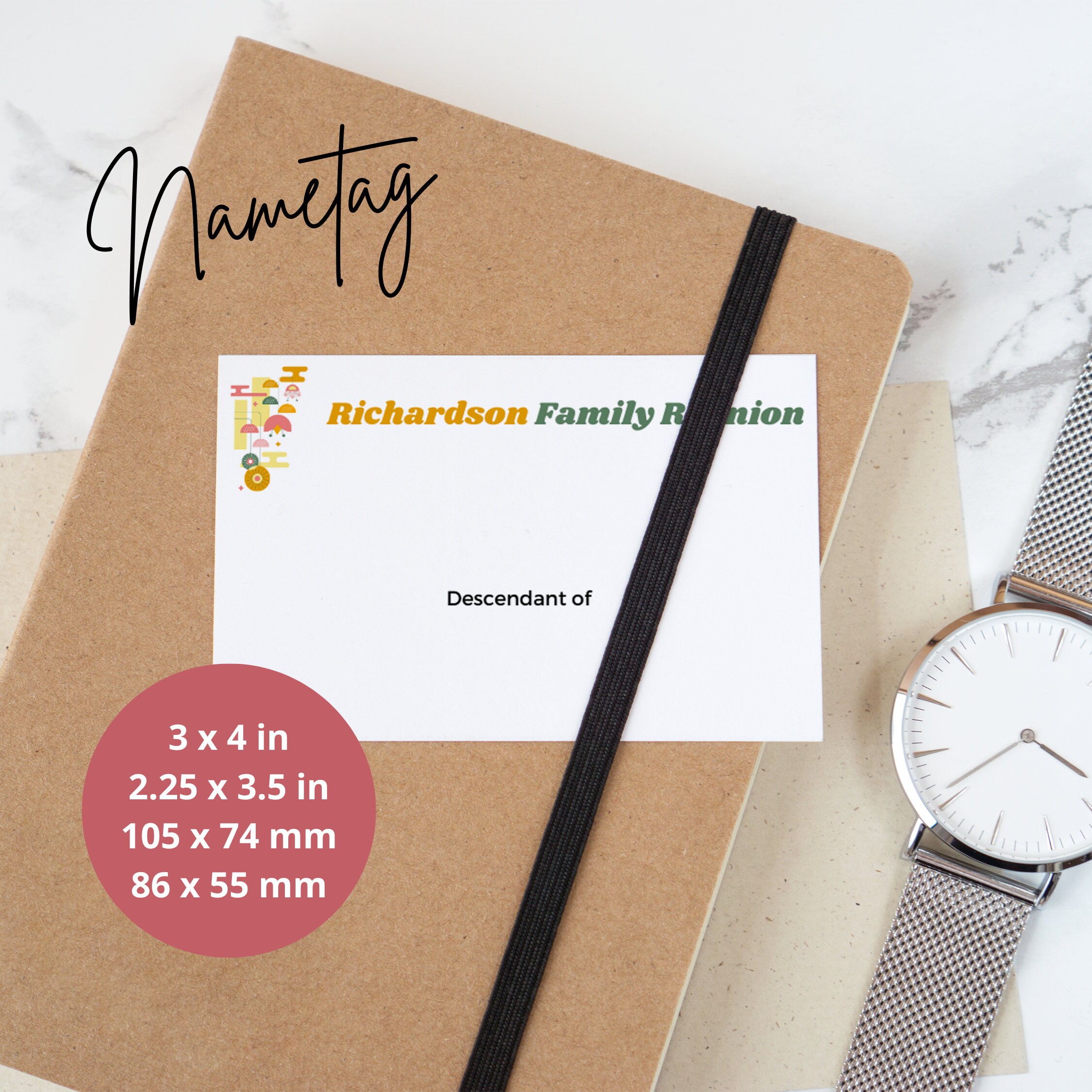 Family Reunion Name Tag Template, Retro | Event Name Tag Template for ...