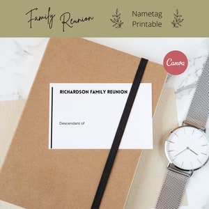 Family Reunion Name Tag Template, Minimalist | Event Name Tag Template Canva | Printable Name Tags | 3x4in, 2.25x3.5in, 105x74mm, 86x55mm